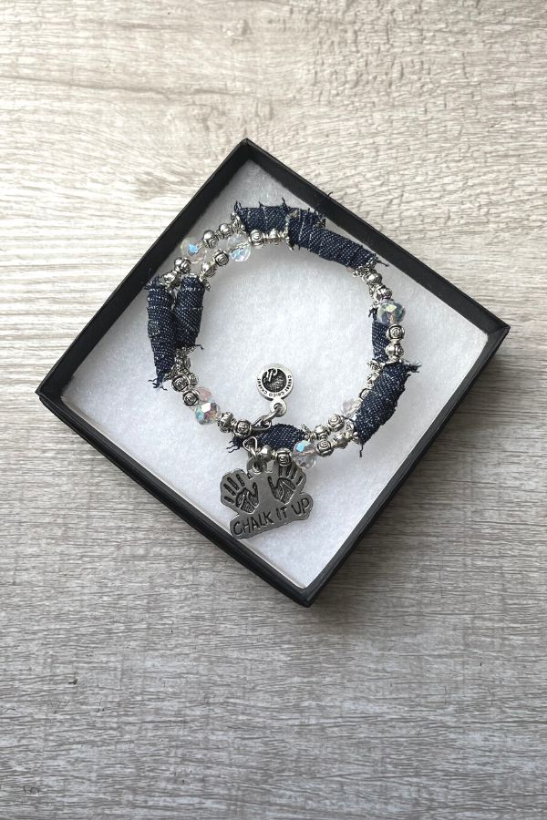 Chalk It Up blue jean bracelet for gymnasts - Stick It Girl Boutique