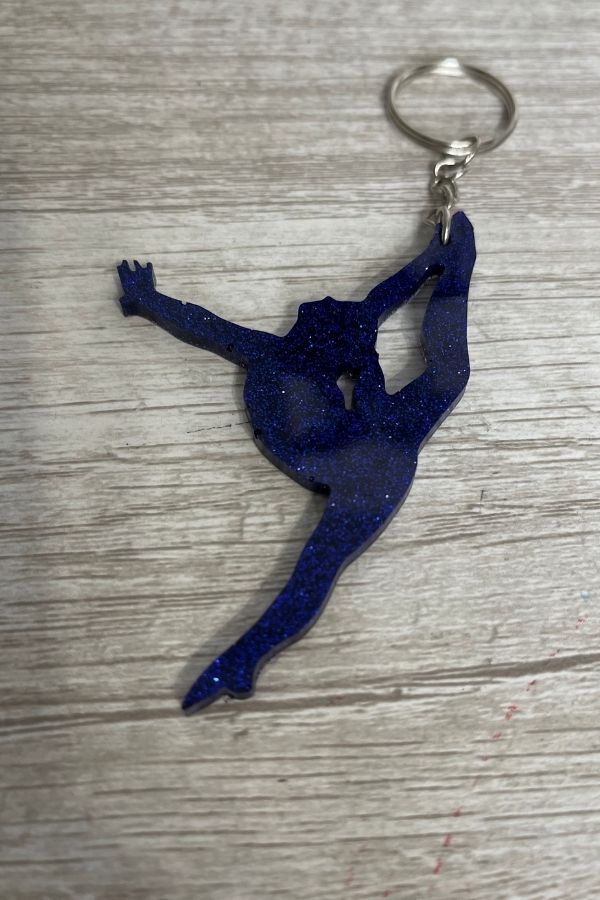 Gymnastics Glitter Keychain - Dark Blue