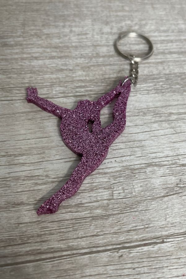 Gymnastics Glitter Keychain - Dark Pink