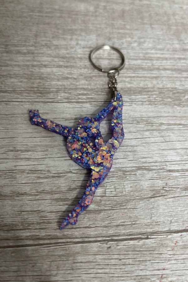 Gymnastics Glitter Keychain - Light Purple Mix