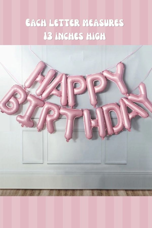 Happy Birthday Balloon Banner - Pink