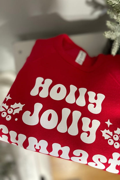Holly Jolly Gymnast Red Fleece Sweatshirt - Stick It Girl Boutique