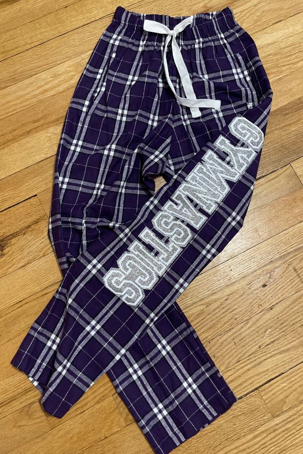 Purple Gymnastics Flannel Pants with Glitter