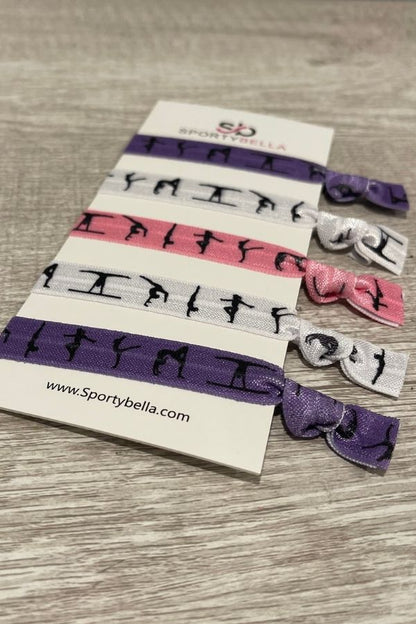 Gymnastics Hair Ties - Purple, Pink, White
