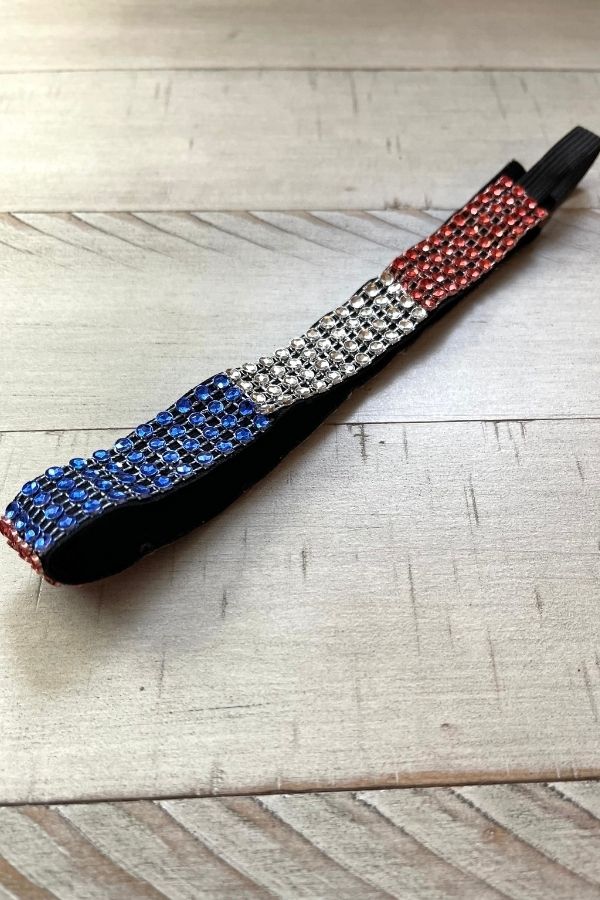 Red White Blue blingband headband for gymnasts - Stick It Girl Boutique